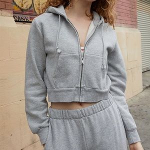 Brandy Melville Cropped Hoodie - Grey